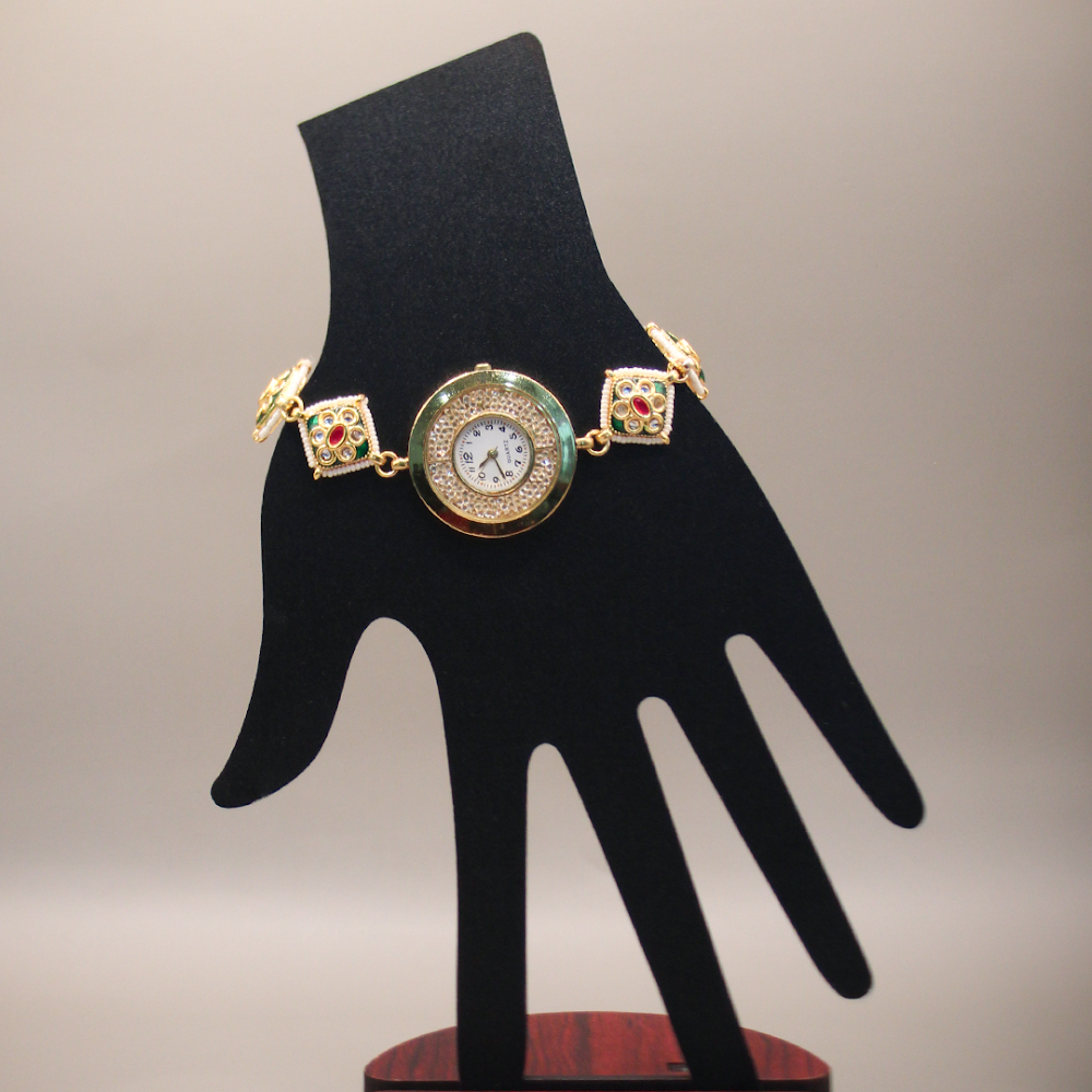 Emerald Meena Square Gilded Bracelet Watch