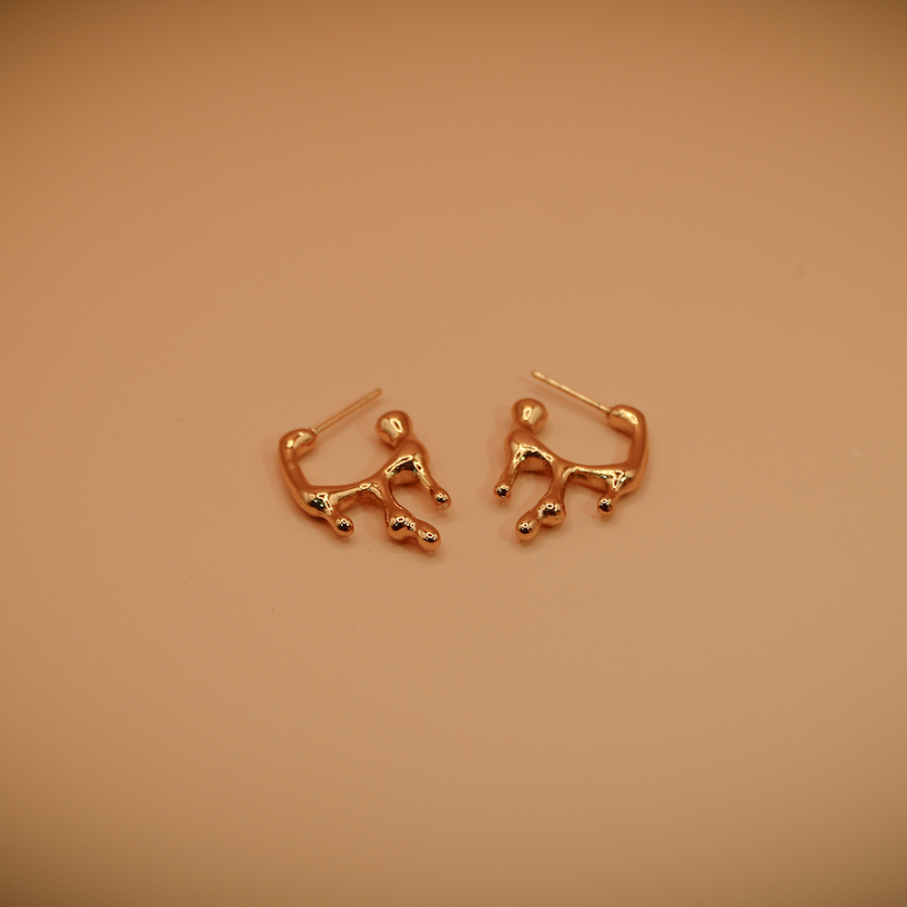 Molten Golden Drop Hoop Earrings