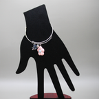 Pink Petal Delight Silver Charms Bracelet