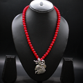 Radha Krishna Pendant Crimson long Necklace