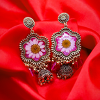 Gulabi Petal Bell Drop Jhumka Earrings