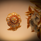 Traditional Crimson Petal Adjustable Kundan Cocktail Ring