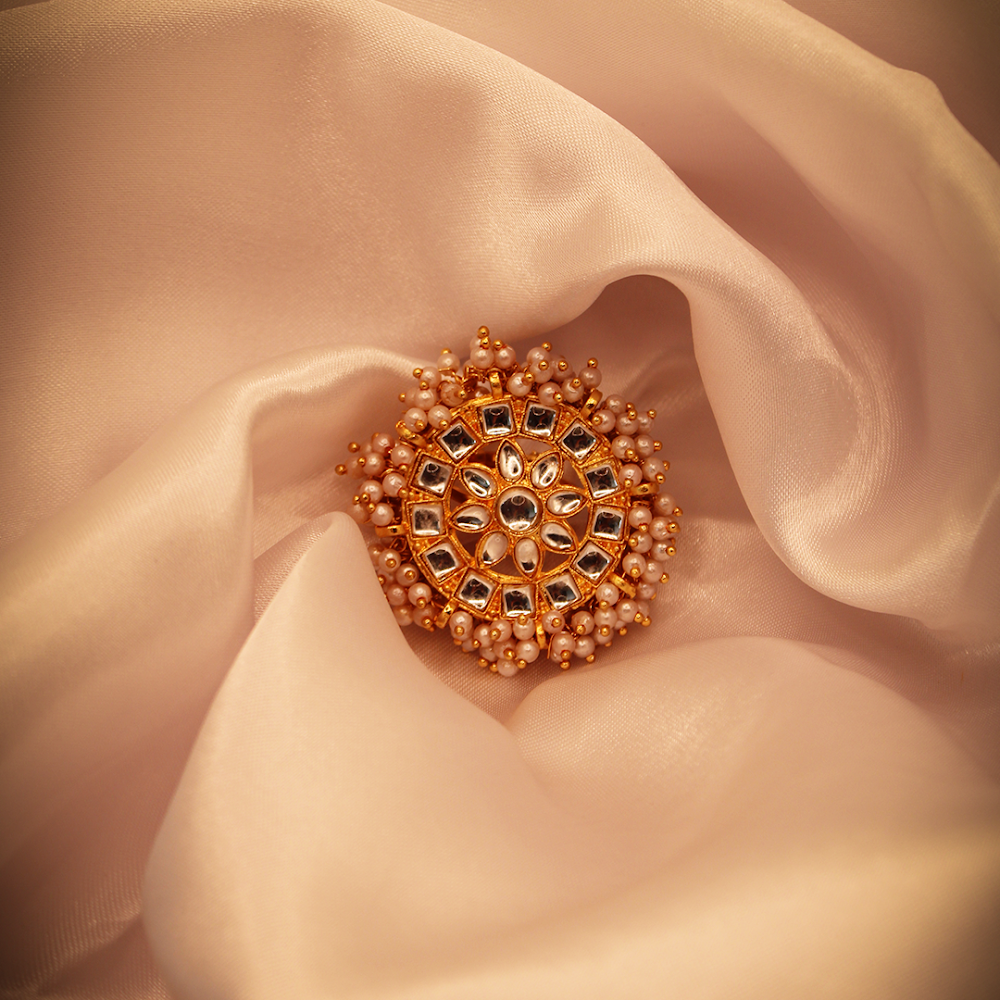 Maharani Kundan Blossom Adjustable Ring