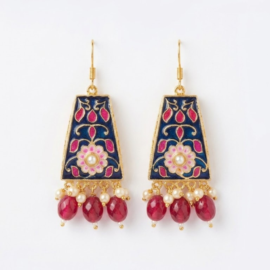 Royal Blue Pearl Drop Earrings