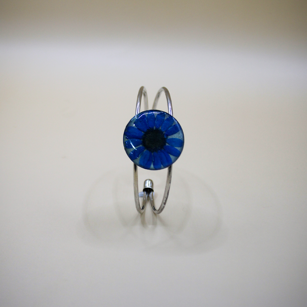Resin Petal Silver Cuff Bracelets