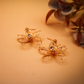 Gold Wire Lotus Polished Dangle Earrings