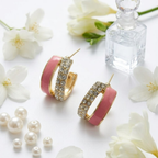 Pink Crystal Hoop Earrings