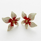 Red White Floral Designer Earrings
