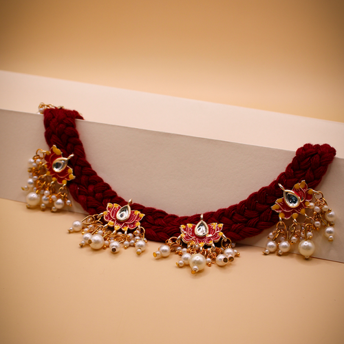 Jadau Rakt Kamal Silk Thread Braided Choker Necklace