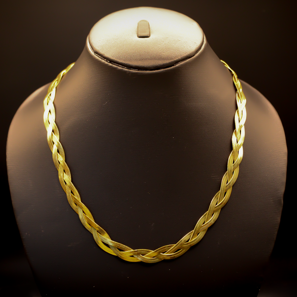 Lustrous Golden Braided Chain Necklace anti-tarnish