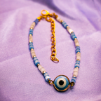 Evil Eye Charm Blue-White Beaded Anklets