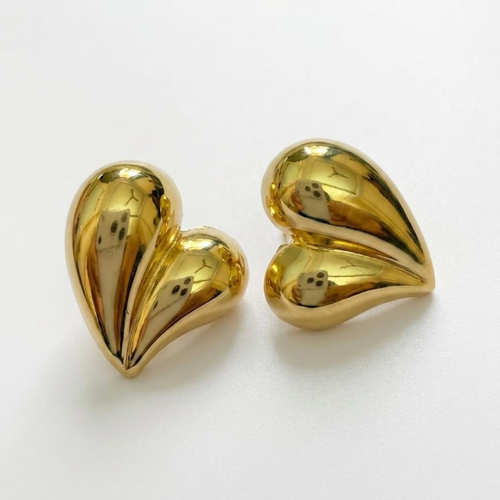 Golden Heart Shape Stud Earrings