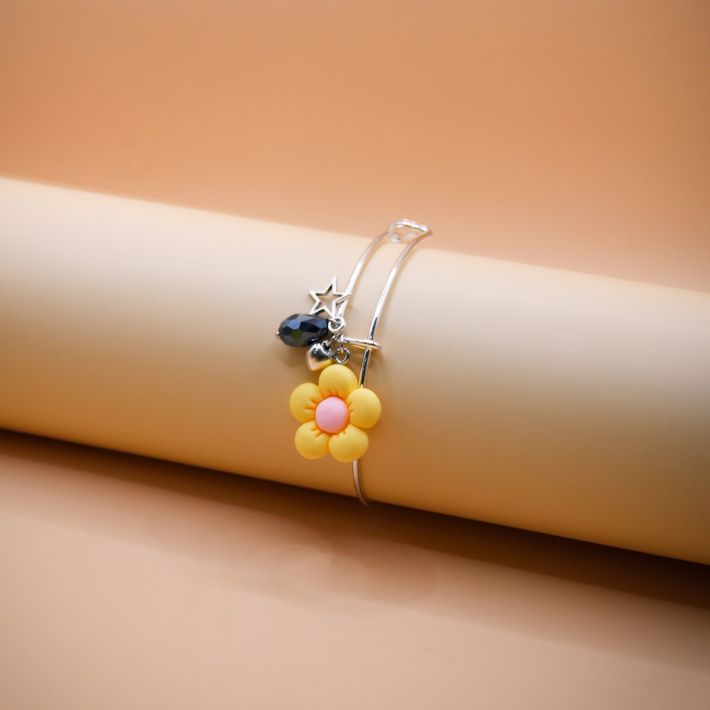 Sunshine Flower Silver Charms Bracelet