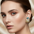 Aqua Seashell Mixed-Finish Stud Earrings