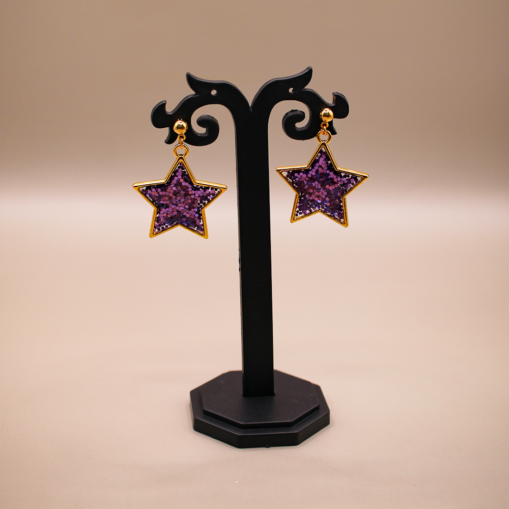 Twinkling Purple Star Dangle Earrings