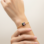 Squared Resin Flower Golden Cuff Bracelet