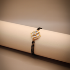 Golden-Black Rounded Square Mangalsutra Bracelet