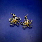 Gold Wire Lotus Polished Dangle Earrings