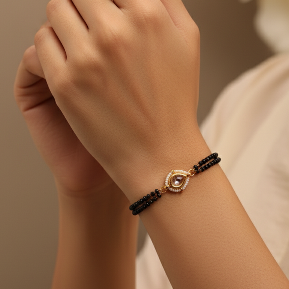 Drop Golden-Black Mangalsutra Bracelet