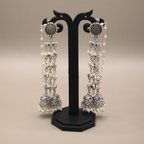Oxidized Waterfall Bead Jhumka Earrings