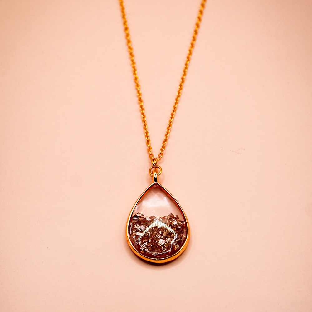 Resin Gold Flake Teardrop Pendant