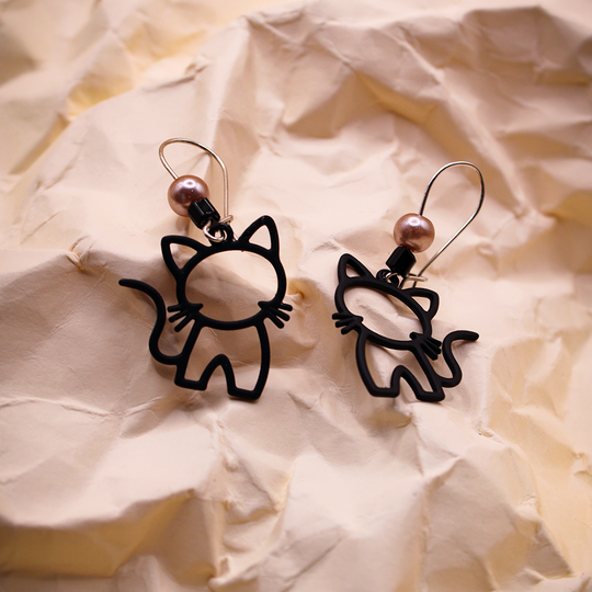 Black Cat Dangle Earrings