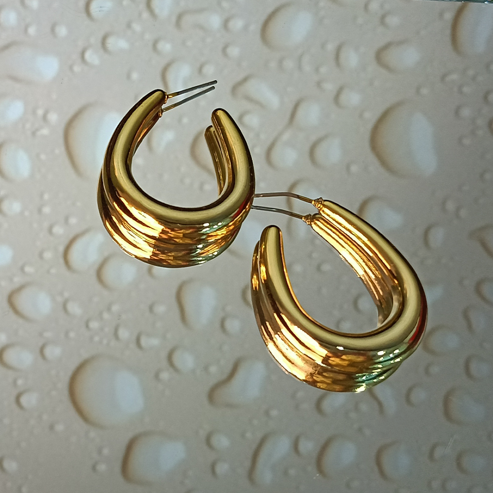 Chunky Golden Teardrop Statement Hoops
