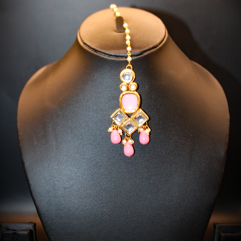 Blush Kundan Teardrop Gold-Tone Maang Tikka
