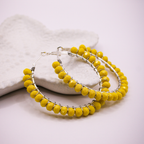 Yellow Beaded Hoop Earrings
