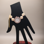 Blush Petal Golden Kundan Bracelet Watch