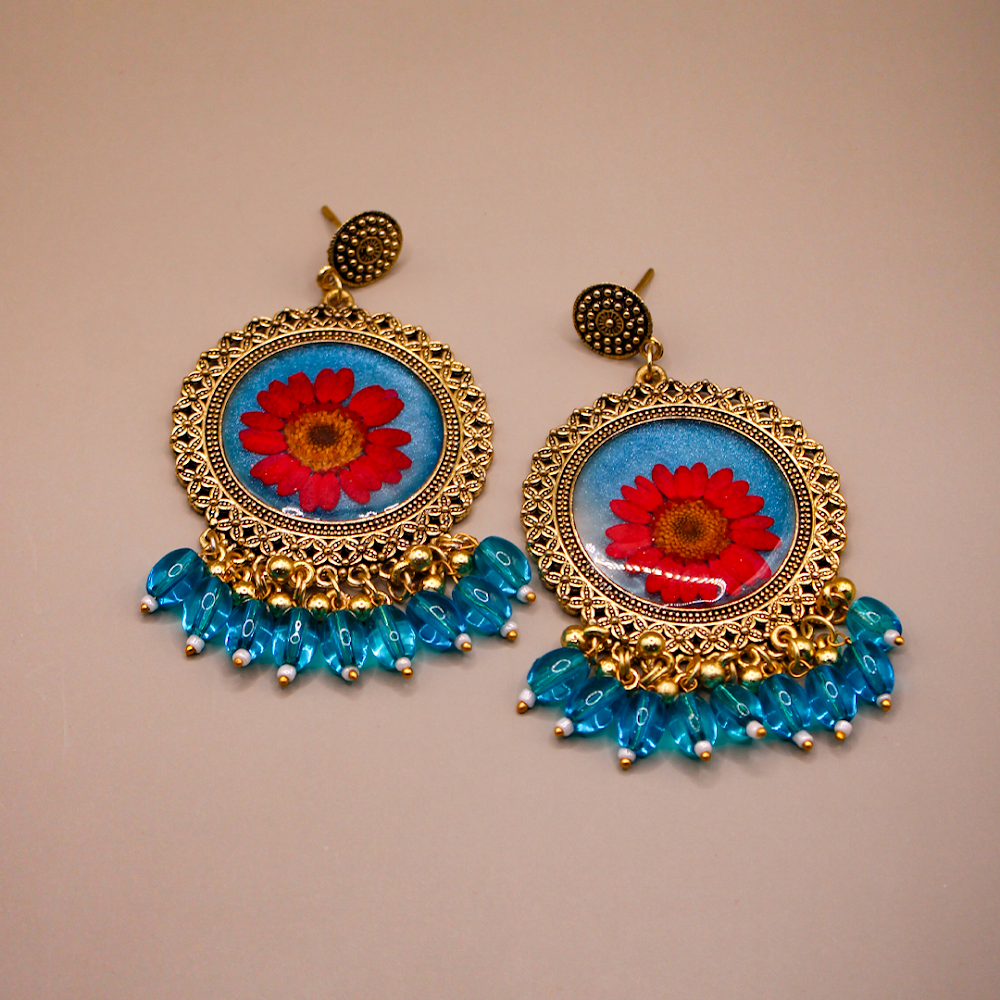 Ruby Bloom Azure Jhumka Earrings