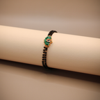 Golden-Black Green Lotus Mangalsutra Bracelet