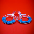 Blue-Silver Beaded Hoop Earrings