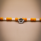 Flower Charm Yellow -White Beaded Anklets