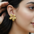 Hammered Petal Golden Statement Studs