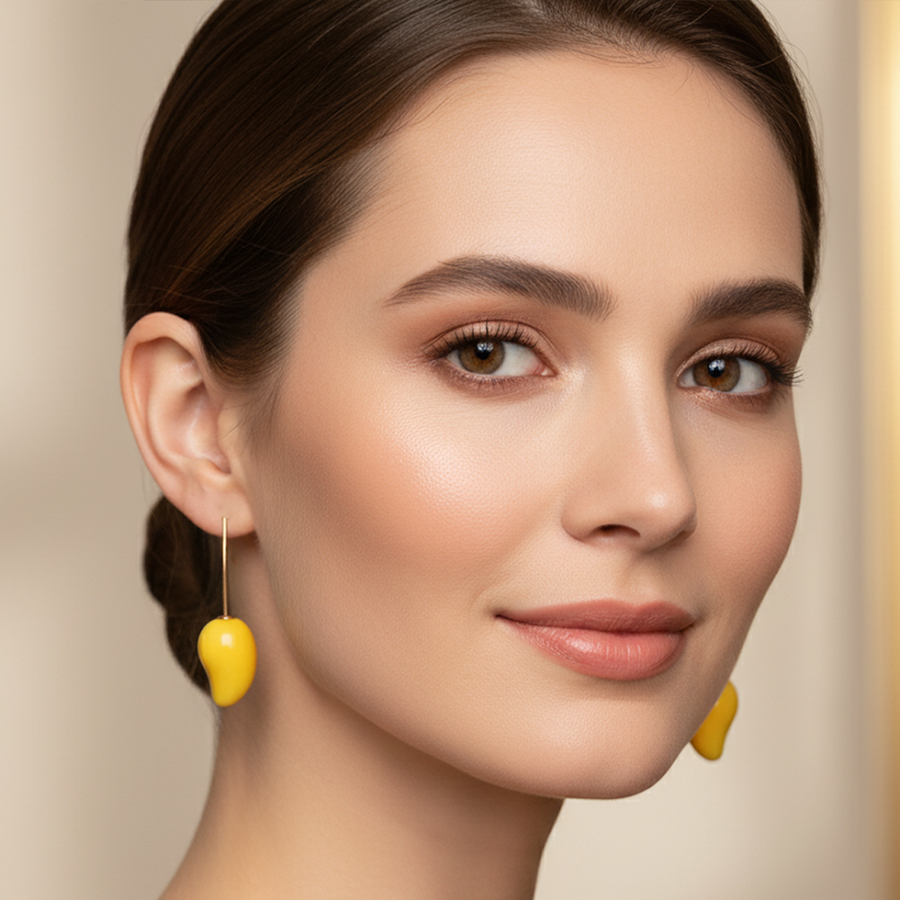 Canary Glossy Mango Drop Earrings
