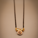 Golden Black Round & Drop Stone Work Mangalsutra