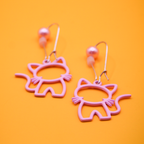Pink Cat Dangle Earrings
