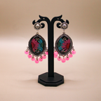 Pink & Blue Bloom Jhumka Earrings