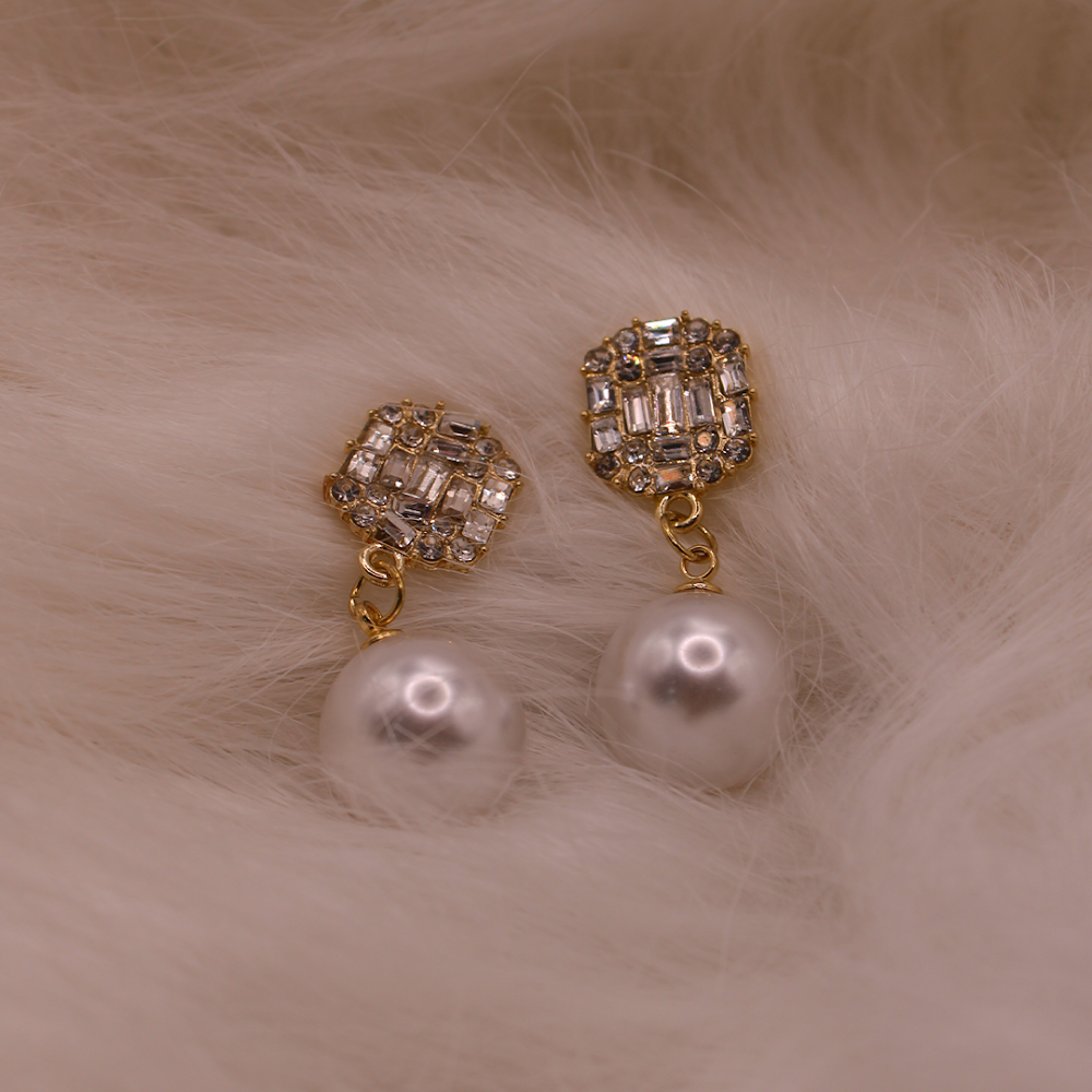 Luxe Pearl Drop Stud Earrings