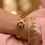 Pave Teardrop Golden Cuff Bracelet