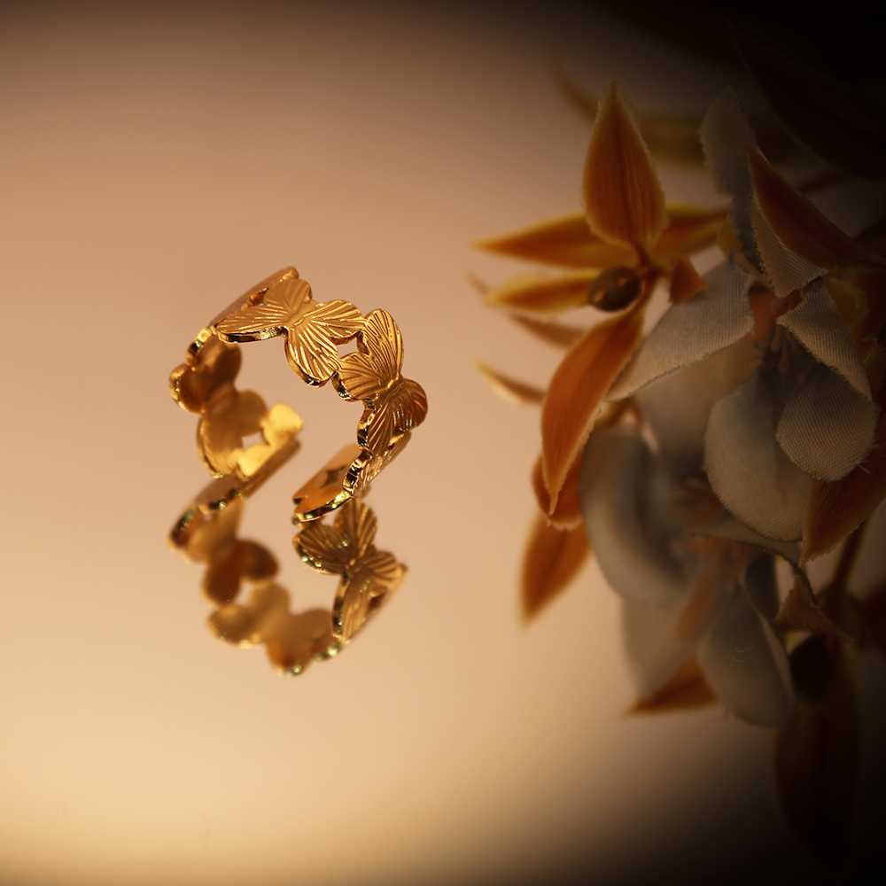 Golden Butterflies Cuff Ring anti-tarnish