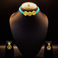 Royal Kundan Blue Hexagon Choker Set