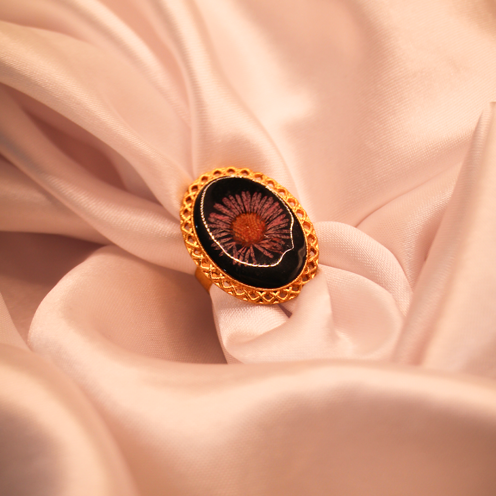 Statement Midnight Bloom Resin Ring