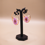 Lilac Bloom Resin Hoop Earrings