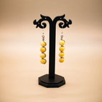 Wire Wrapped Yellow Beaded Dangle Earrings