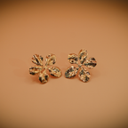 Hammered Petal Golden Statement Studs