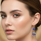 Crystal Ball With Blue Sparkle Dangle Earrings