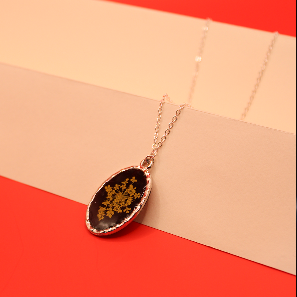Golden Fern Dark Resin Pendant