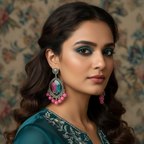 Pink & Blue Bloom Jhumka Earrings